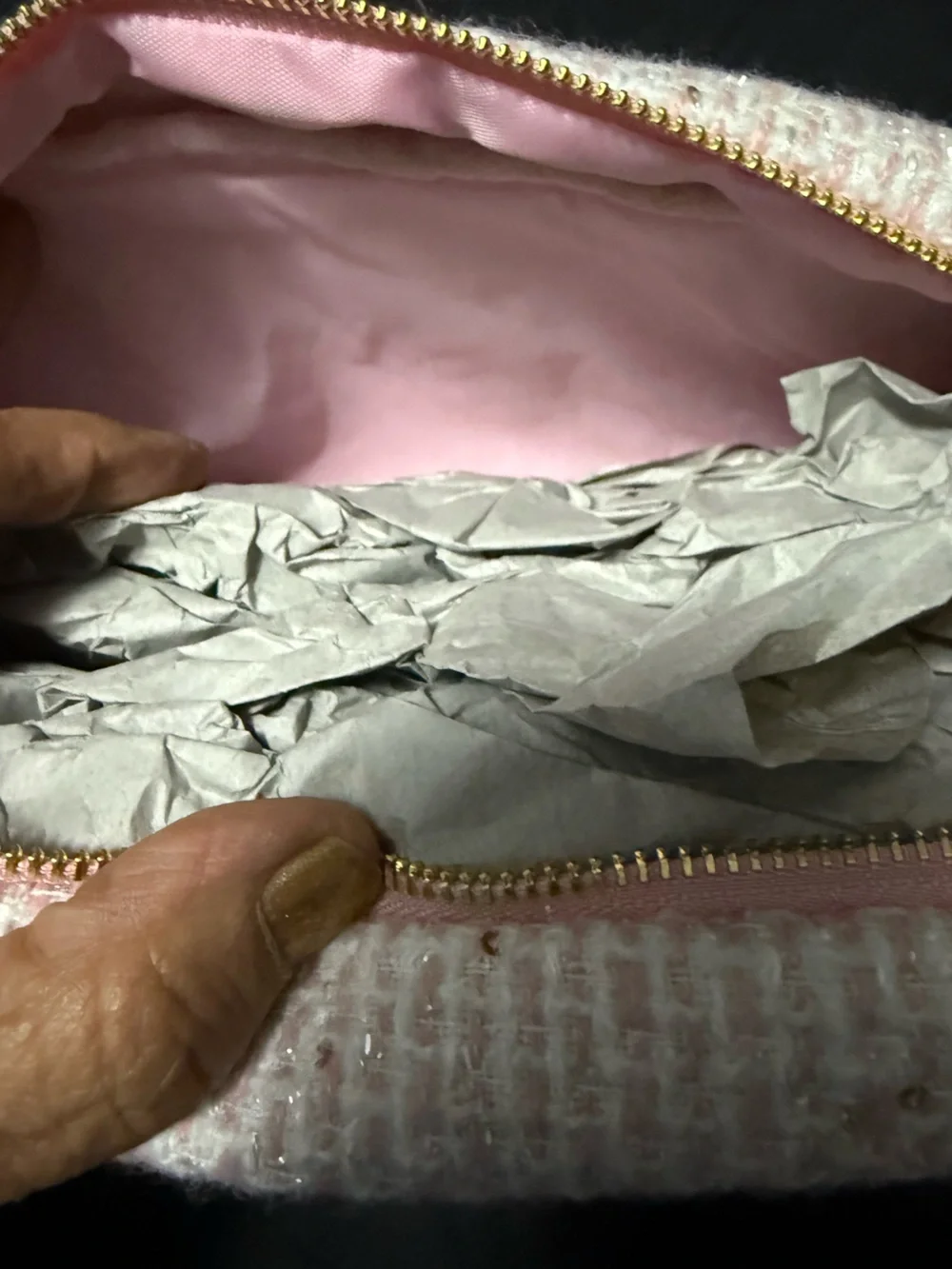 Pink Bow Embellished Women's Cosmetic Clutch